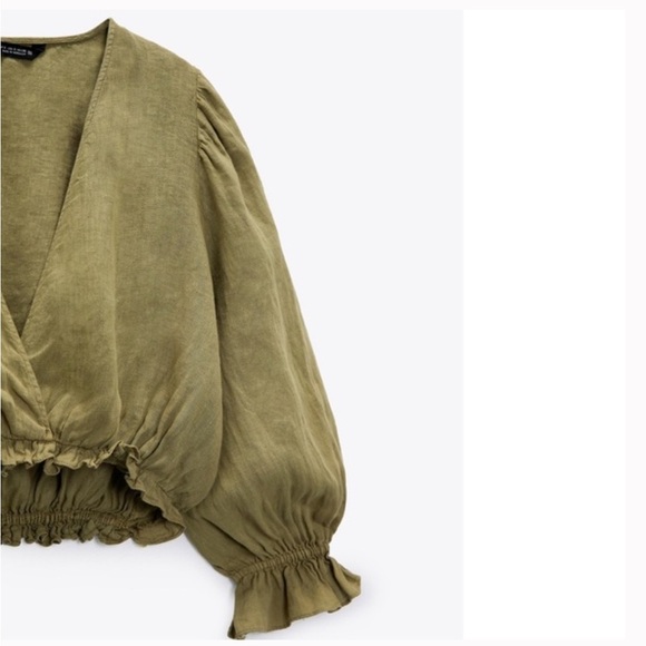 Zara Cropped Linen Shirt Size Medium - Picture 5 of 6